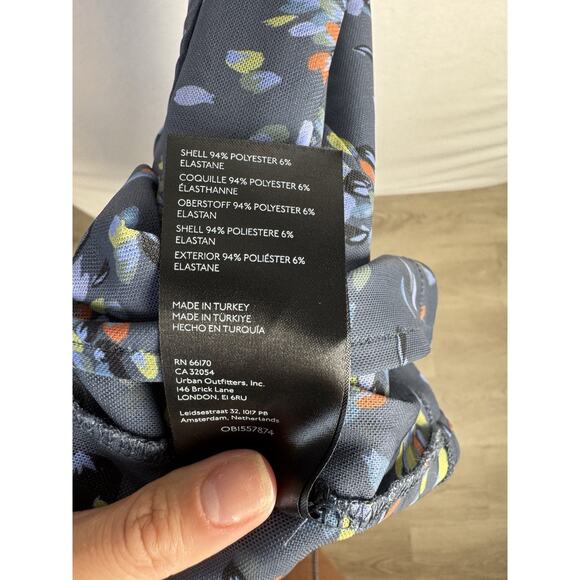 Free People Briella Floral Ruched Midi Dress in Navy Combo Sz XS - Picture 5 of 6